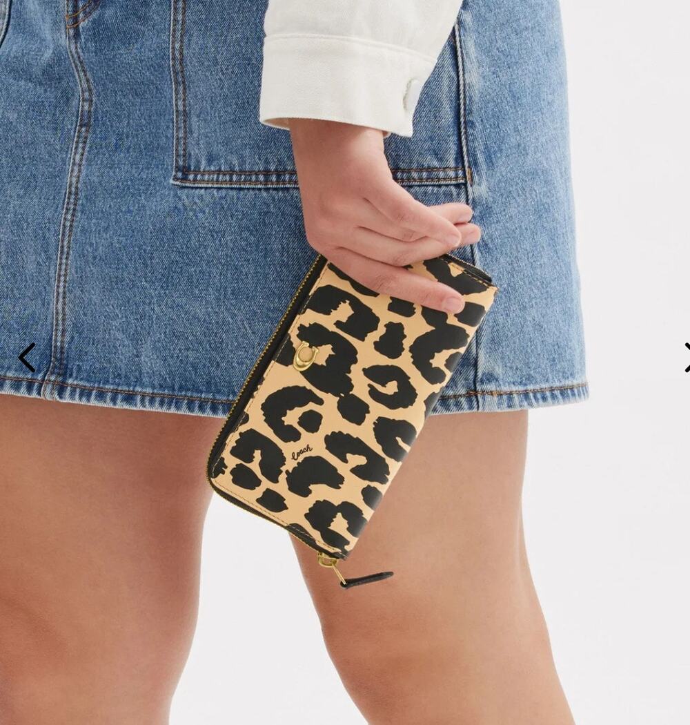 Coach - Double Zip Phone Wallet In Wild Beast Print Leather -NWT